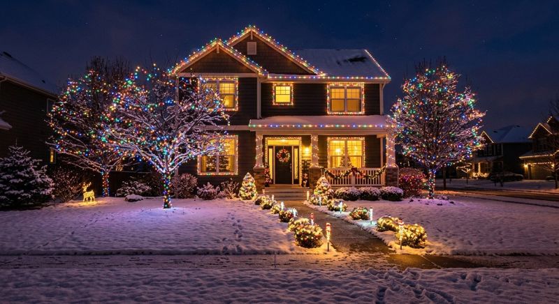 Christmas Lights Hanging in Kansas City, KS