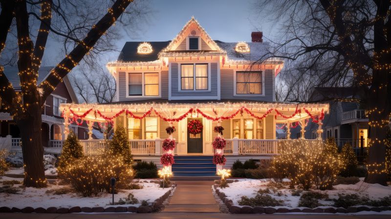 Christmas Lights Hanging in Olathe, KS